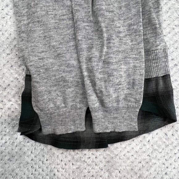 Joe's Jeans Sweater Womens Medium Azure Gray Heathered Layered Tartan Hem - Picture 12 of 16